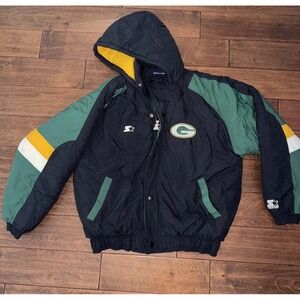 Vintage 90's NFL Green‎ Bay Packers Pullover Starter Jacket, Men's Size XL
